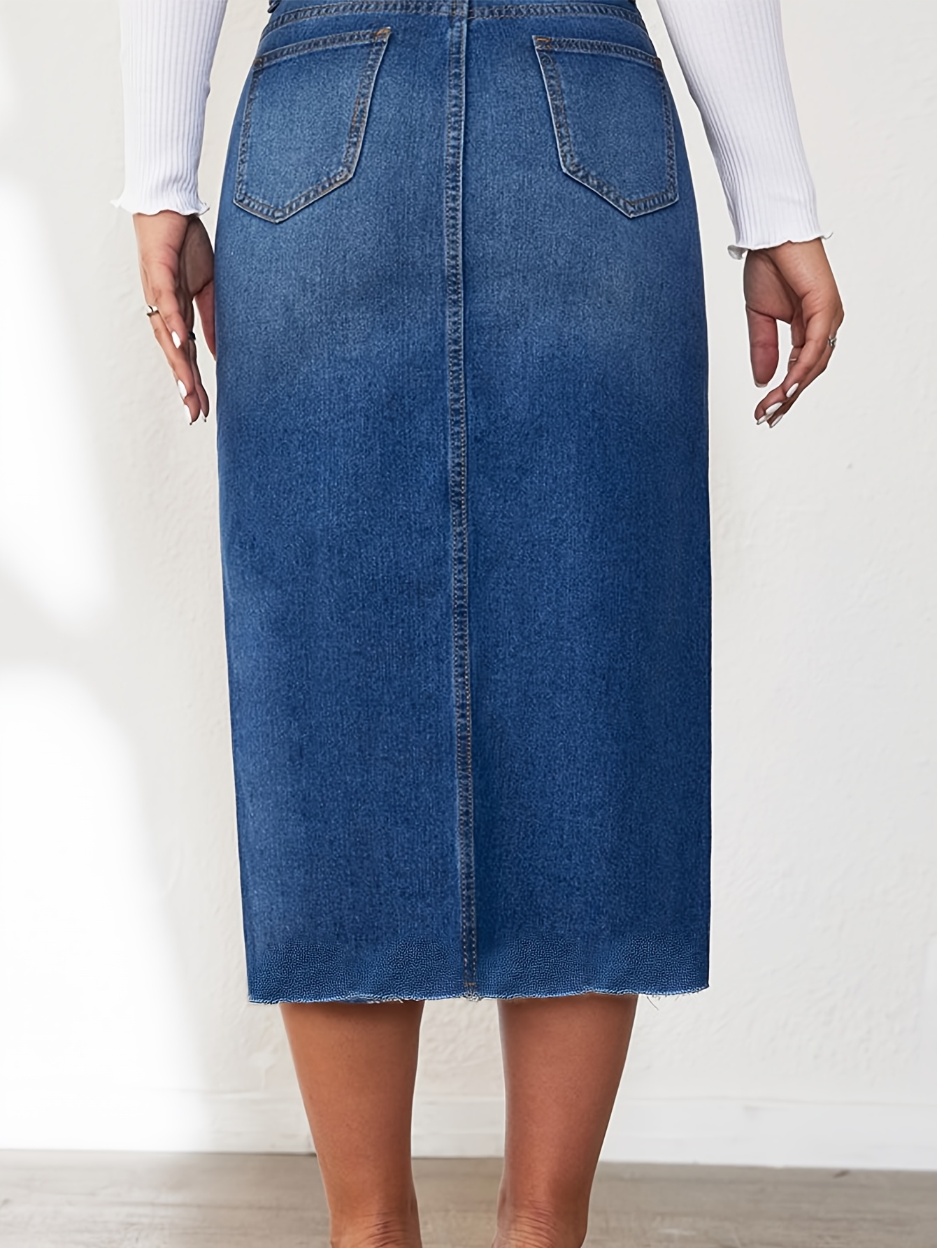 denim skirt women spring summer 2025 new slit - Temu Canada