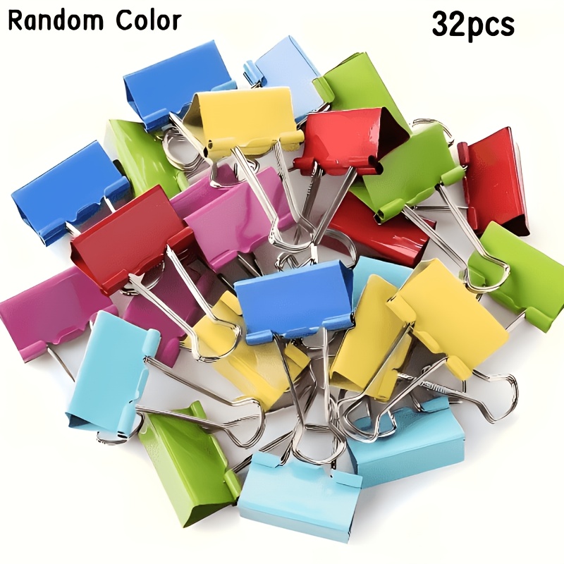 TEMU Fermagli colorati casuali da 32 pezzi, clip in metallo per carta, adatti per ufficio, scuola, casa - Porta documenti multicolore, utilizzati per
