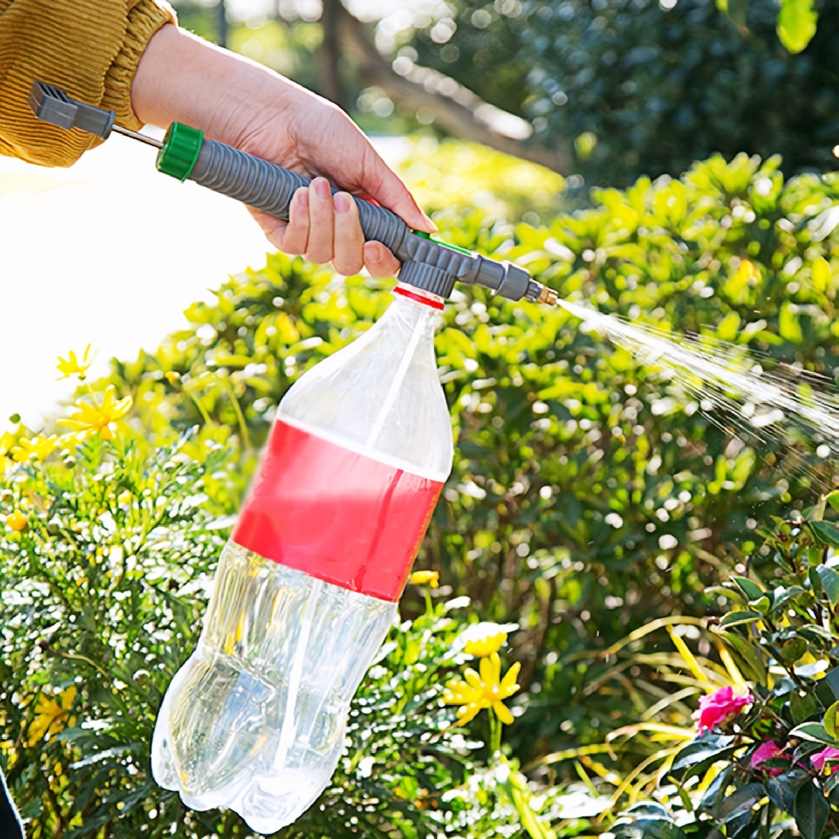 

Handheld Plastic Sprayer With Multiple Components - Garden Watering Spray Nozzle For Soda Bottles - Reciprocating Sprayer Gun For Fine Mist Or Direct Pouring