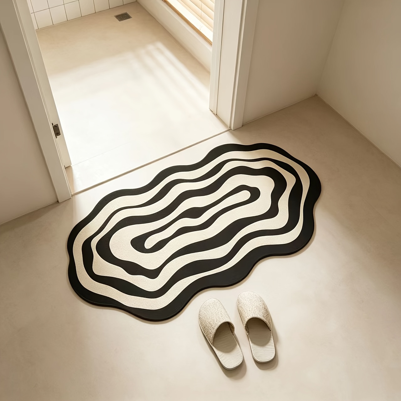 TEMU 1pc Diatomite Bath Mat Suitable For Bath/shower, Non-slip Quick-dry Absorbent Floor With Backing, Machine Washable Bath Tub Mat, Soft Diatomite