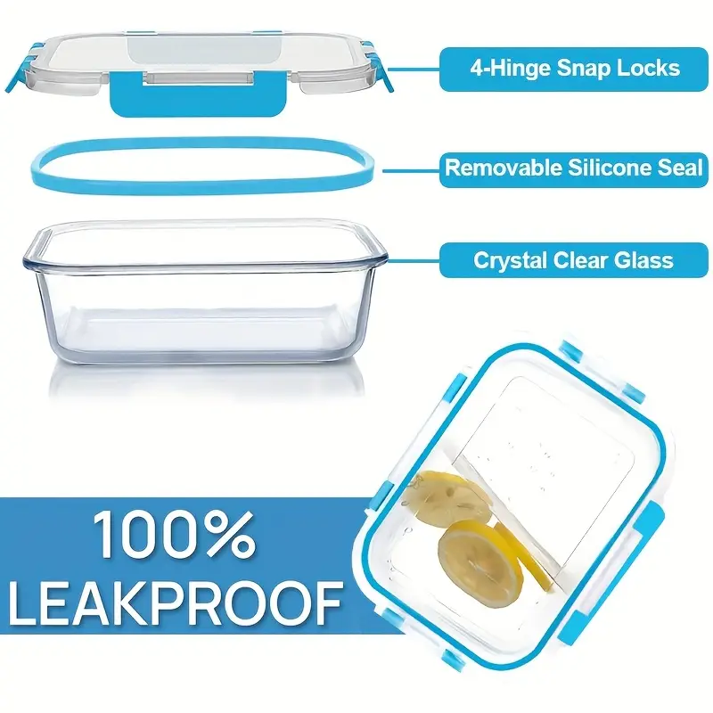 10pcs food storage containers leak proof and reusable glass meal prep containers multi purpose clear food storage containers with sealing lids for camping picnics schools and offices kitchen organizer and storage kitchen accessories Product details 1