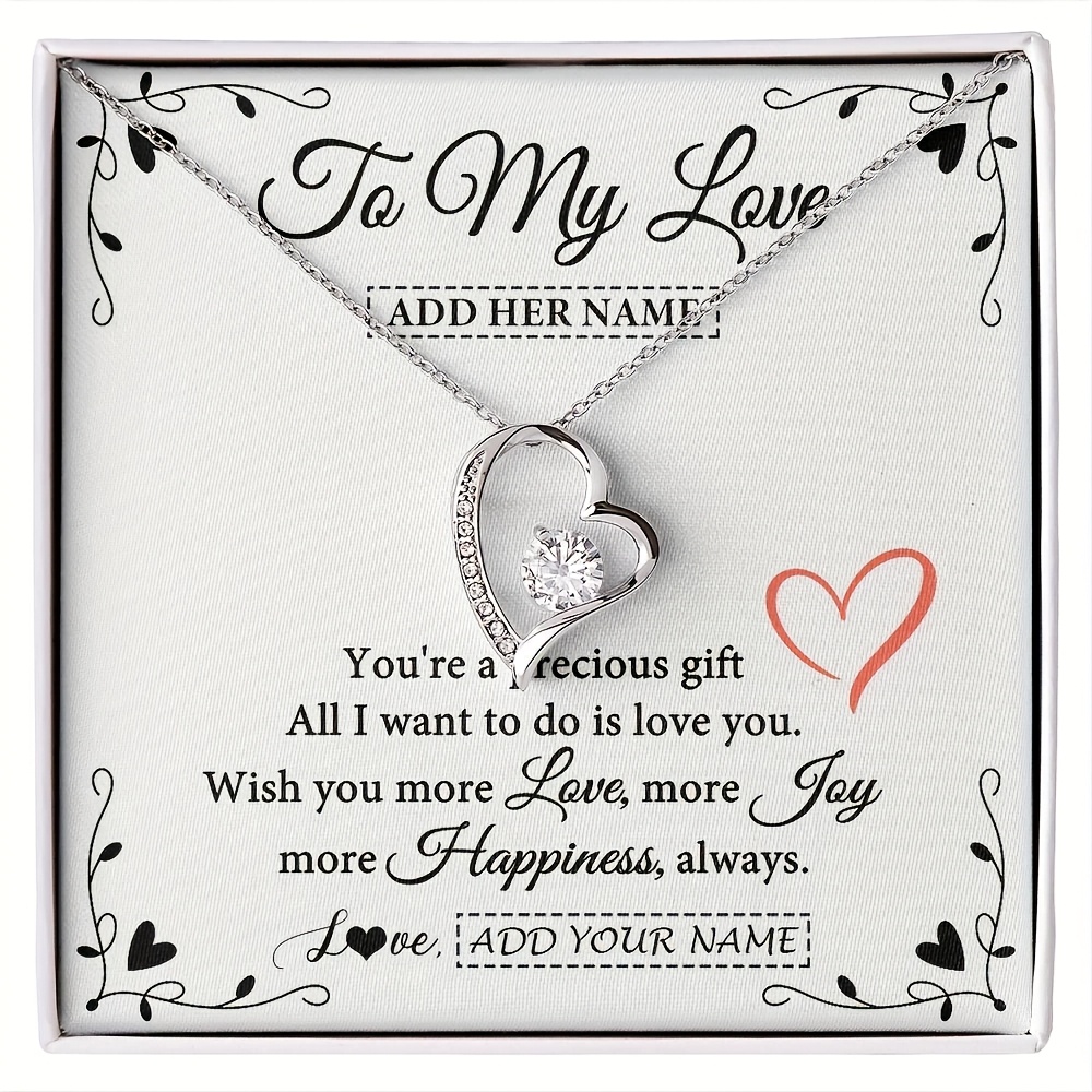 Personalized Romantic Necklace Gift for Love, Custom Card