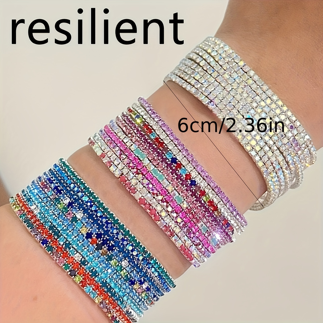 6pcs Rhinestone Stretch Bracelet Set for Parties & Casual
