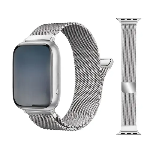stainless steel mesh strap for watch bands for women men magnetic compatible with 8 7 6 5 1 se texture grip design silvery suitable for 38mm 40mm 41mm 42mm 44mm 45mm 49mm
