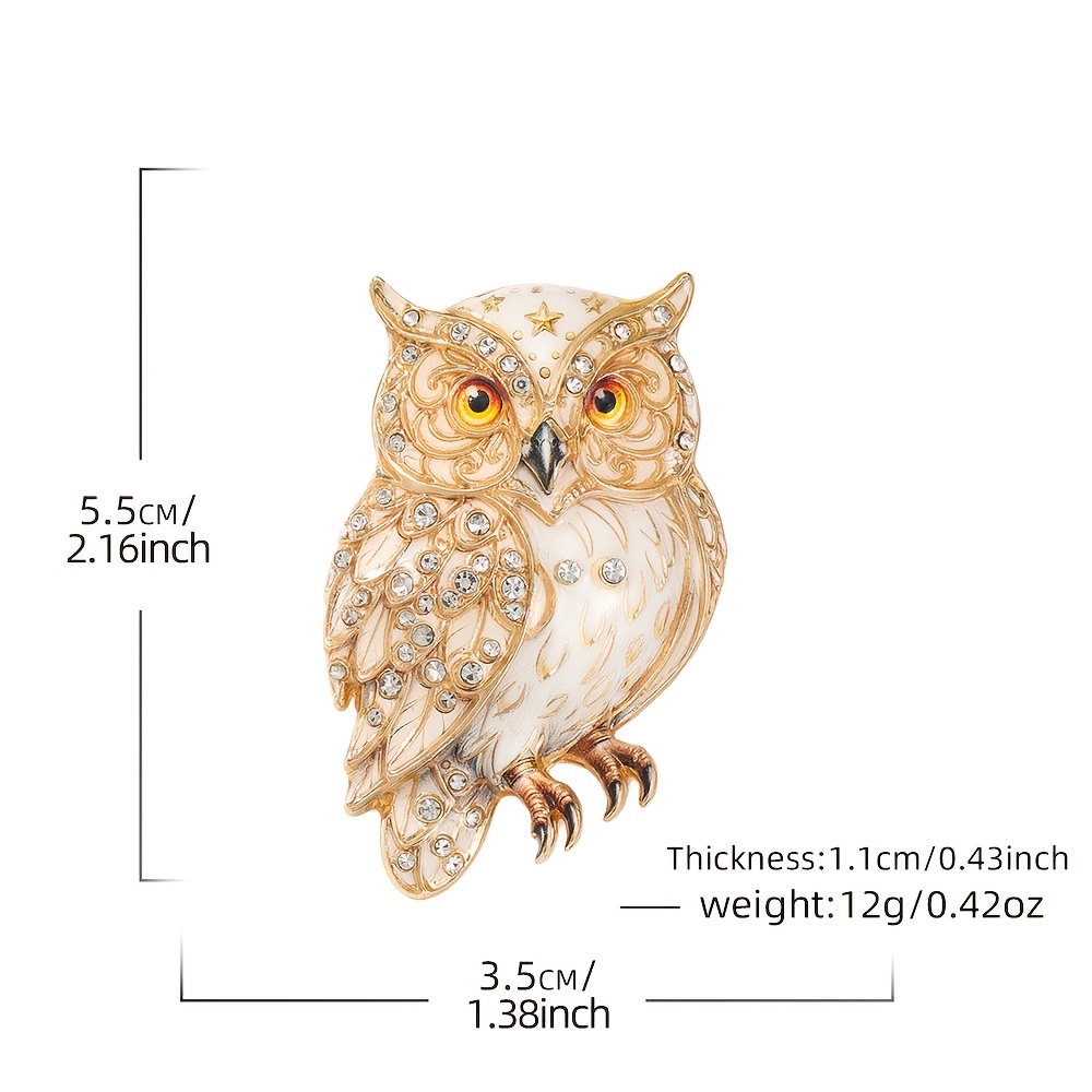 TEMU 1pc Solevdo Enamel Rhinestone Brooch Novelty Owl Lapel Pin For , Vintage Animal Inlaid Brooch Pin Jewelry, Unisex Fashion Brooch Pin Accessory