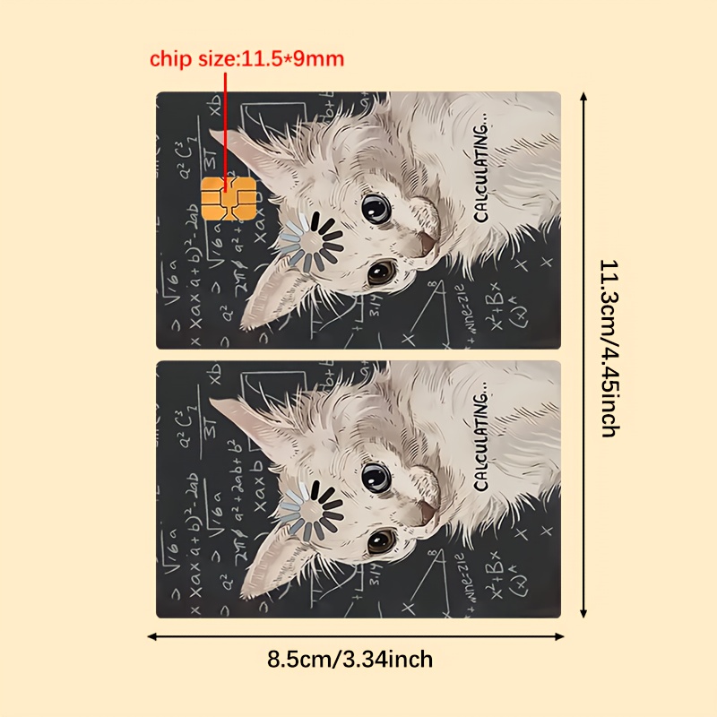 TEMU Thinking Cat. Bank Card, Credit Card, Debit Card, Transportation Card, Card, Skin Stickers.