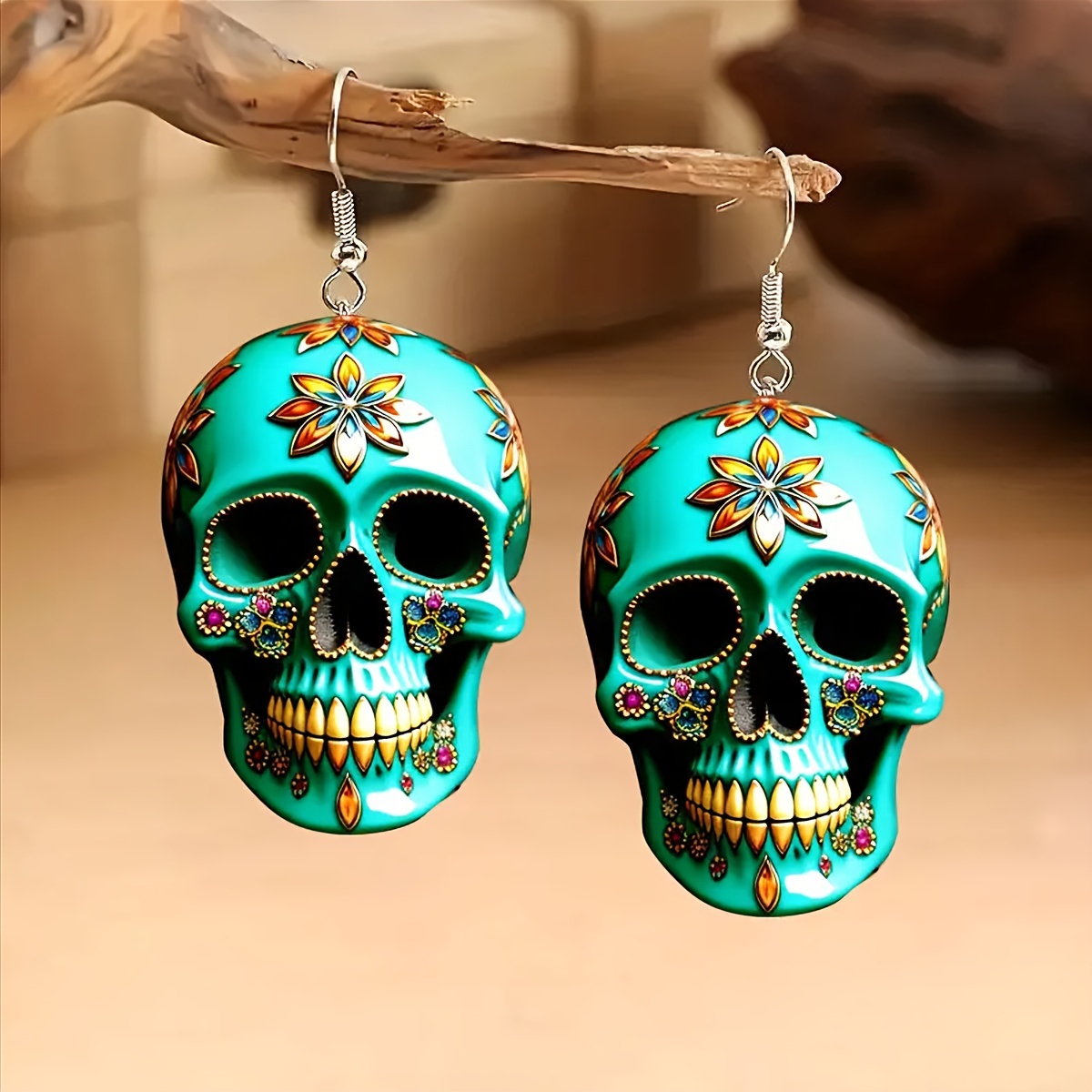 

Fashion Gothic Dazzling Colorful Bizarre Female Skull Earrings Hip Hop Punk Holiday Acrylic