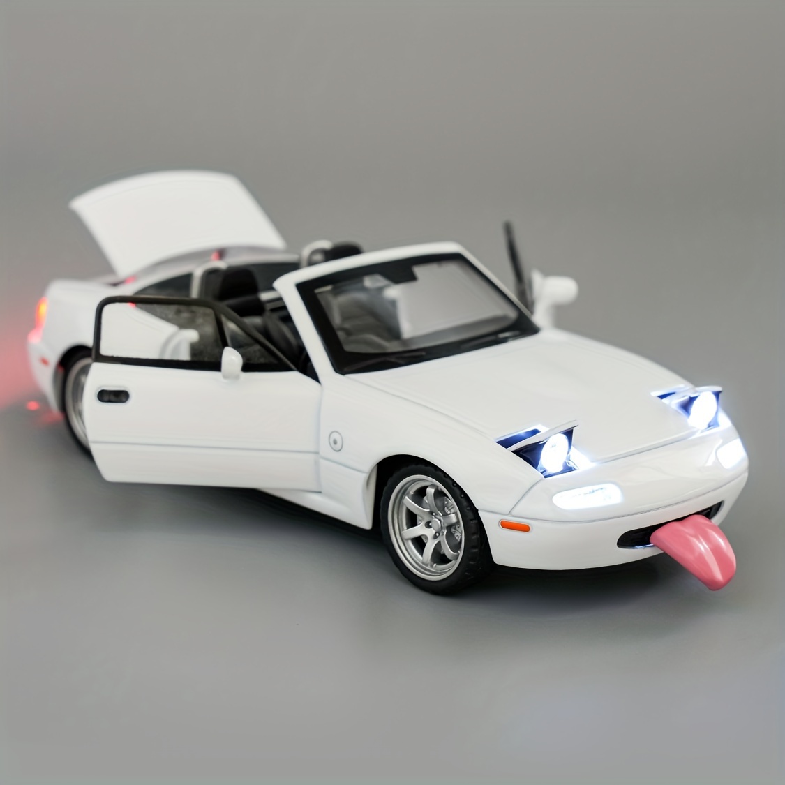 

1/32 Scale Car Model Cute Tongue Zinc Alloy Diecast Car Model Toys With Lights And Sounds, Toy Cars And Adult Collection Ornaments (white)