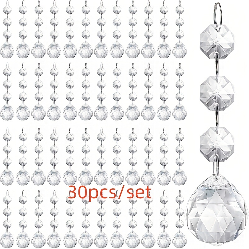30pk Christmas Crystal Ball Prism Ornaments For Christmas Tree Decorations, Hanging Clear Plastic Acrylic Christmas Ornaments Balls Pendant Suncatcher For Windows Indoor Home Decor