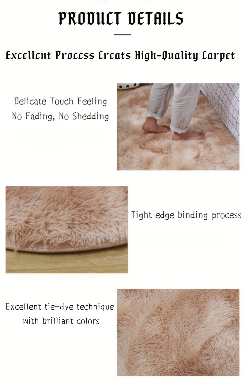 1pc nordic style fluffy area rug soft and shaggy floor carpet for living room bedroom tea table sofa or bedside thickened high elastic bottom for floor mat light beige   decor details 3