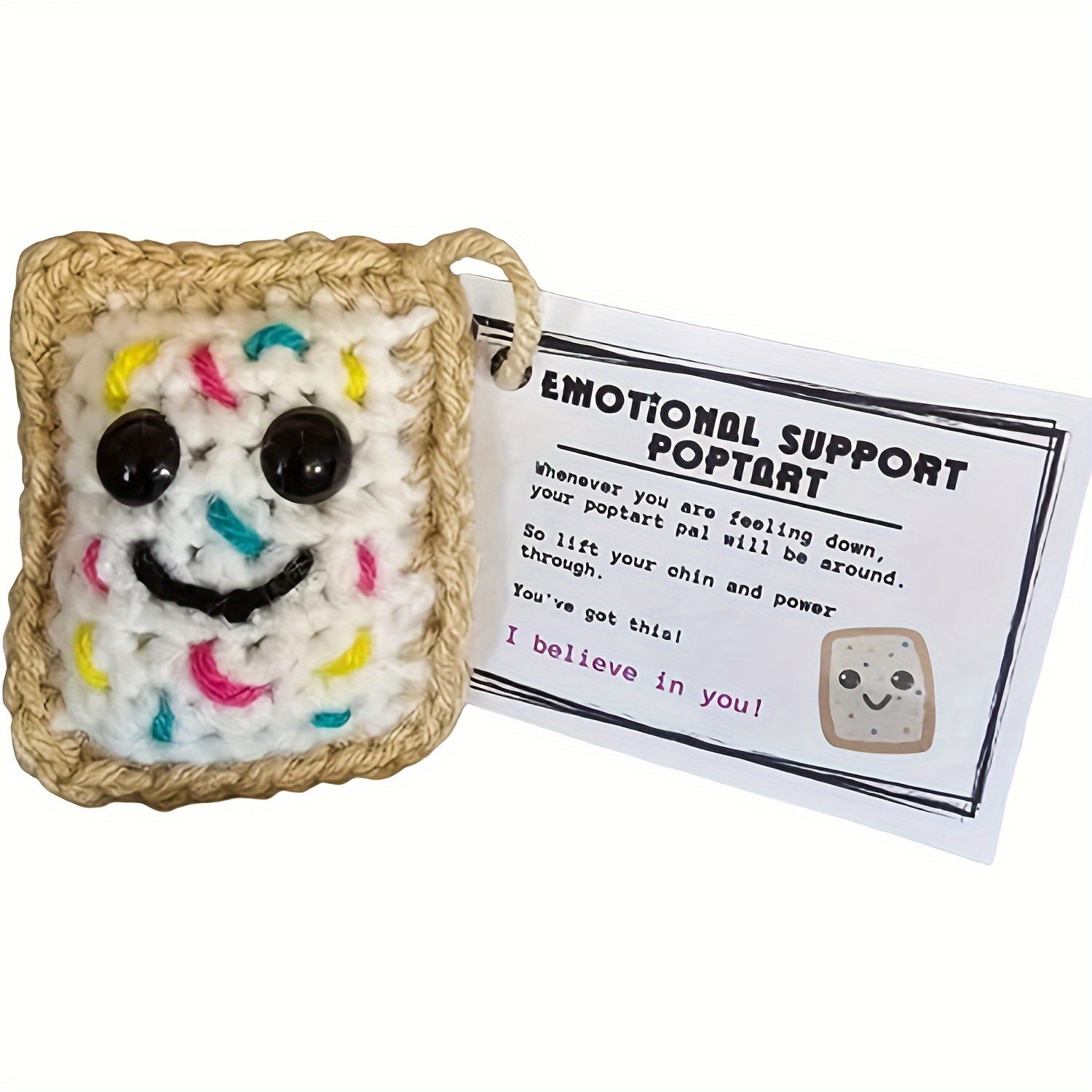 

Handmade Crochet Pop Pie Keychain - Unique Emotional Support Gift With Positive Card, Perfect For Birthdays & Holidays