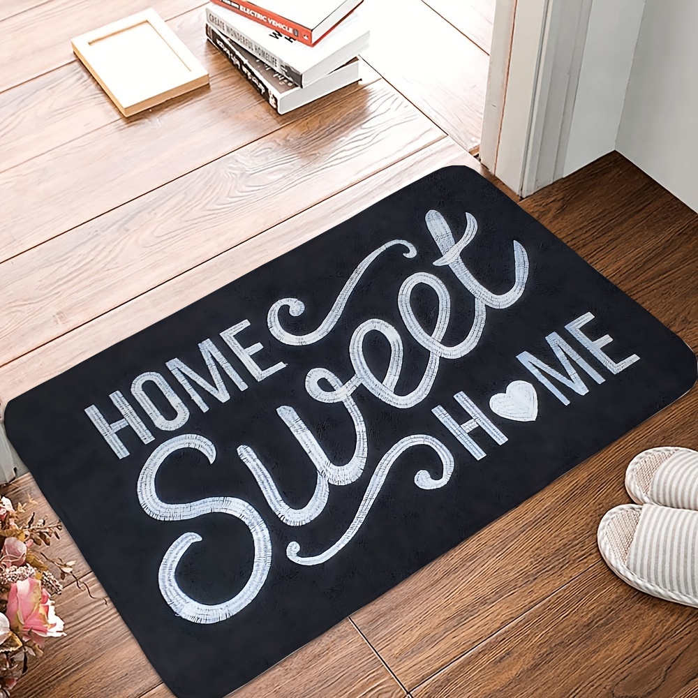 

1pc 'home Sweet Home' Durable Polyester Doormat With Pvc Backing, Machine Washable Rectangle Entrance Mat For Indoor/outdoor Use, High Traffic Area Welcome Rug