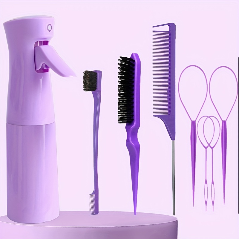 

8pcs Hair Styling Tools Set, 200ml Spray Bottle And 3pcs Back Teasing Combs Stainless Steel Combs, Double Side Control Hair Brushes And Hair Tools For Women