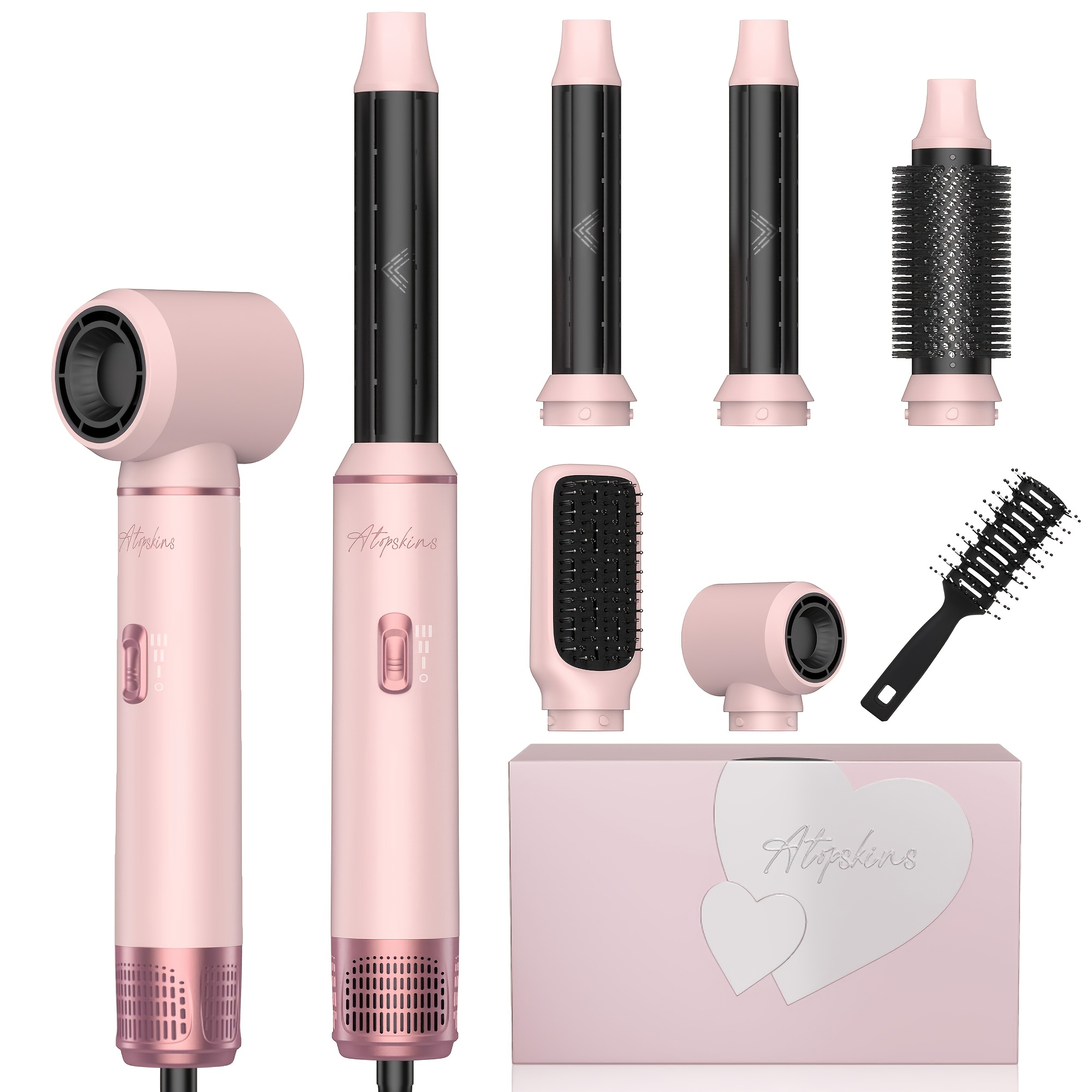 Image of Hair Styler, Hair Styler Set With Round Brush Dryer Hair Styler Hot Air Brush Hair Dryer Curling Thermal Brush Hair Styler Set For Straightening, Drying, Volume