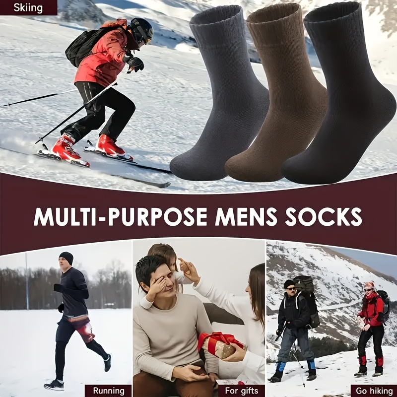 3/10 Pairs of Thick Winter Velvet Snow Socks for Men, Soft Plush Warm Boot Socks, Suitable for Outdoor Work And Leisure, a Gift for Husbands, Fathers, Or Boyfriends, Knitted Items in European Sizes (39-45) And US Sizes 9-11.