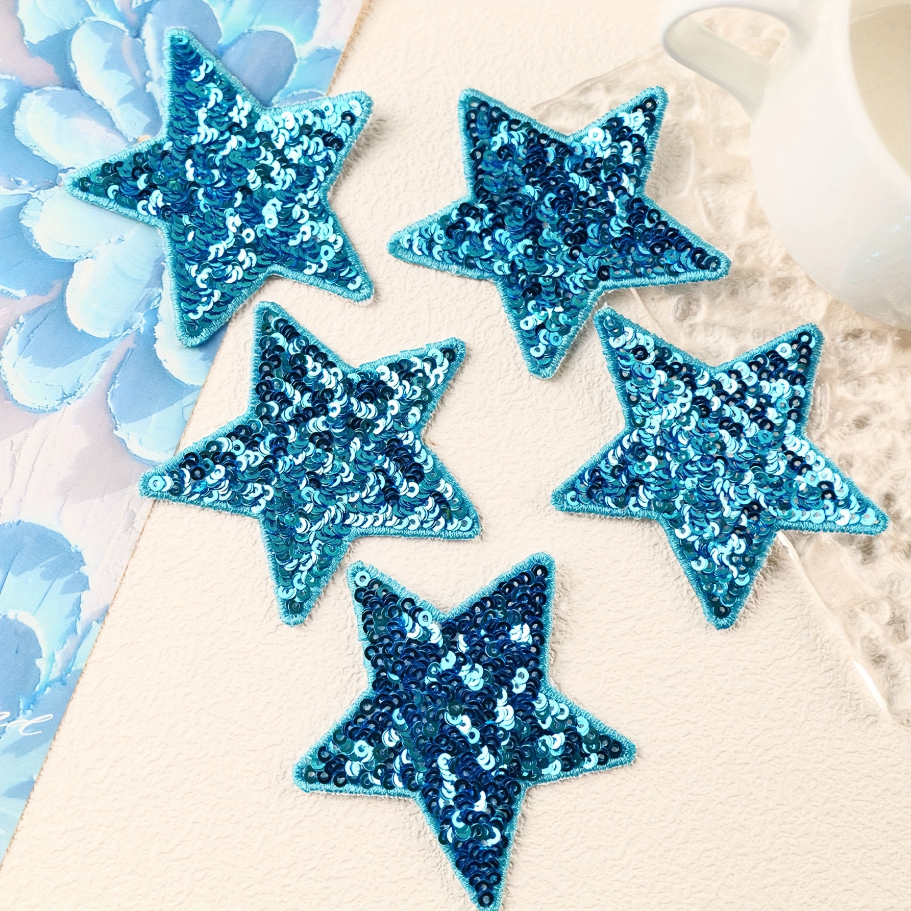 5pcs Set Of Purple/blue/rose Red -shaped Iron-on Patches, Handmade Diy Decorative Embellishments For Clothing, Shoes, Hats, And Bags, Trendy Diy Decoration For Phone Cases And Laptop Accents