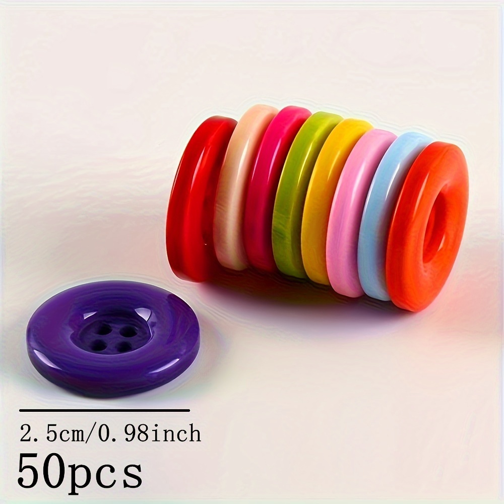 E-shop 50 Stück Gemischte Farbe Runde 4-Loch Harzknöpfe Näh- & Strickzubehör Nähknöpfe Dekorative Knöpfe für Kleidung Kunst & Handwerk Zubehör