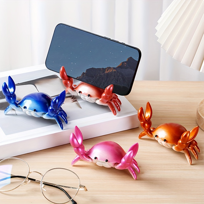 

Creative Crab Desk Accessories: Multi-functional Phone Stand, Pen Holder, And Glasses Rest - Plastic Material