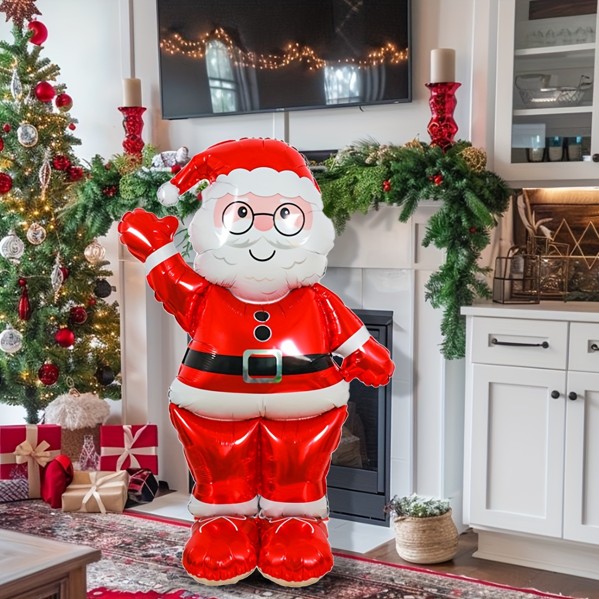 

Santa Inflatable 1pc, Large Standing Waving Santa For Christmas Party Supplies, Aluminum Film , For , , , , Decorations, Suitable 14+