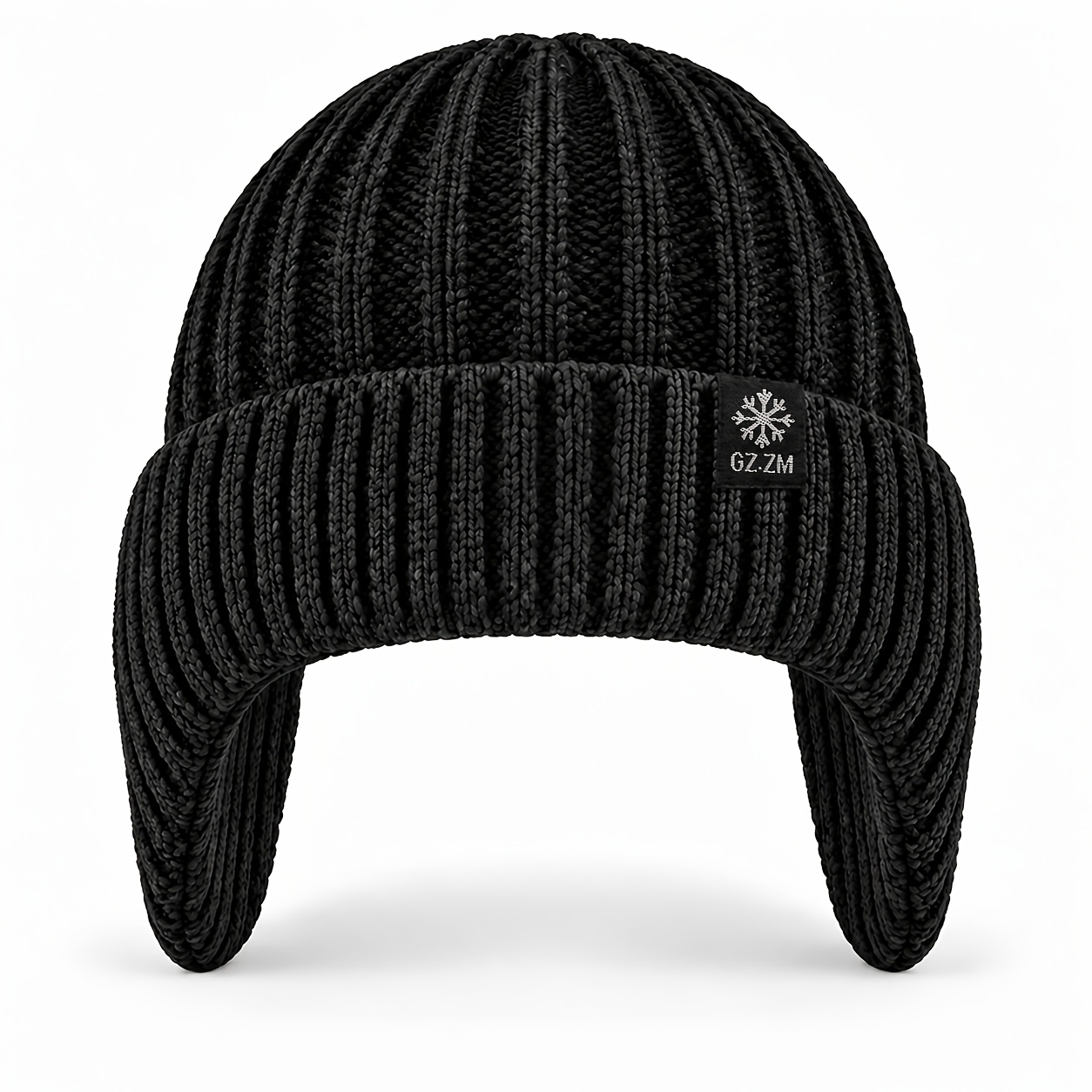 TEMU 1 stuks Unisex Fleece Gevoerde Muts met Oorflappen, Dikke Geribbelde Wintermuts, Winddichte Warme Cap met Manchetten voor Buitensporten