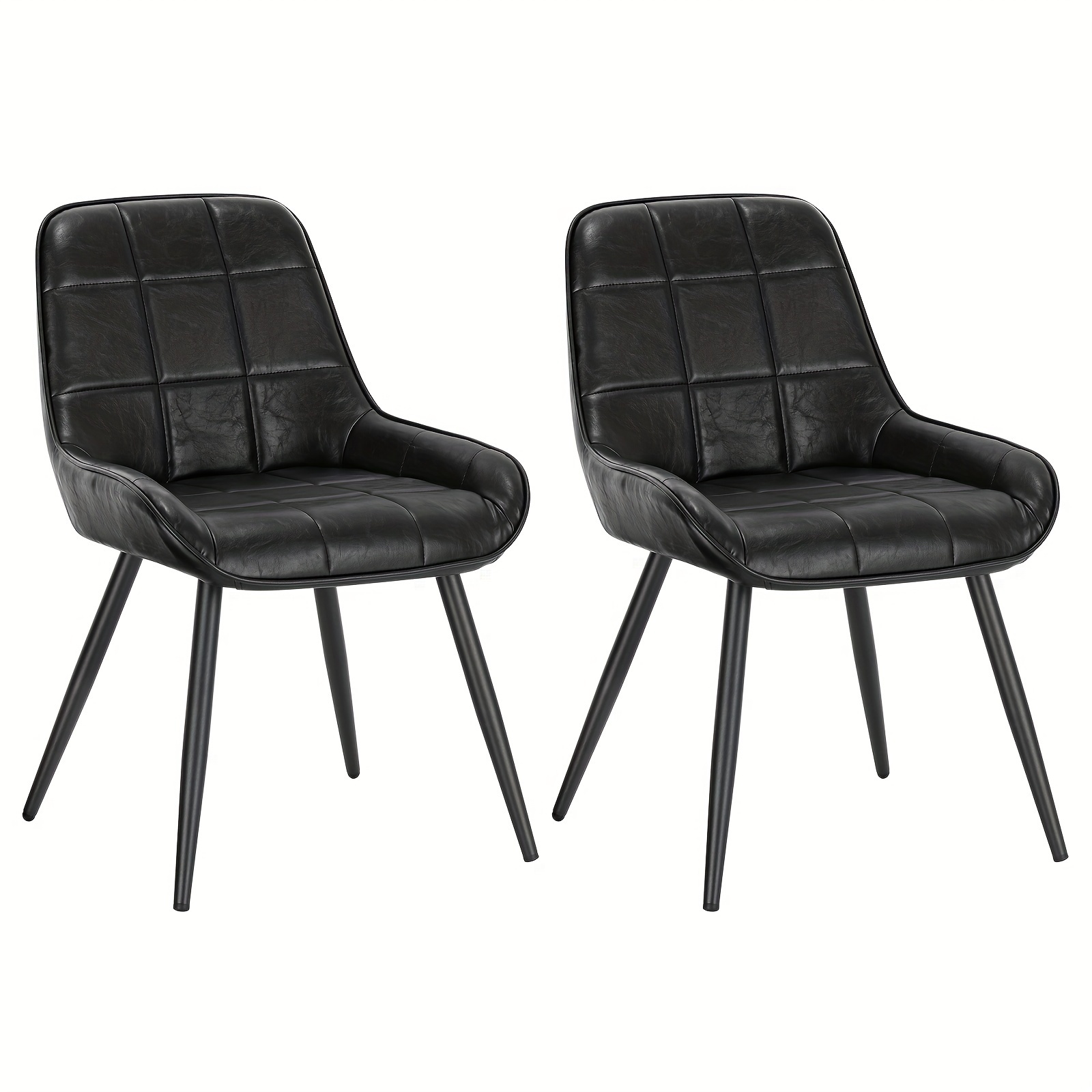 Image of 2pcs Dining Room Chairs Set Of 2 Upholstered Faux Leather Kitchen Chair Padded Accent Chair For Living Room Bedroom Kitchen, Ergonomic Chair With Backrest, Brown