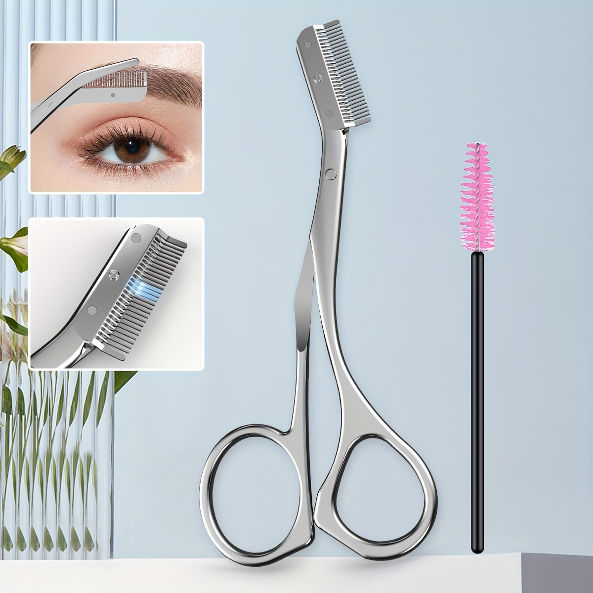 

2pcs Eyebrow Tool Set Including 1 Silvery Stainless Steel Eyebrow Trimming + 1 Eyebrow , Eyebrow , Hardness Sharp , , For Trimming Eyebrow Knife, And 's