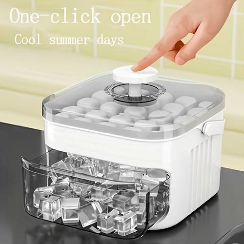 a single piece cube of ice mold designed for making ice at home featuring a large storage capacity ideal for small refrigerators complete with lids this dual layer ice storage container allows for storage