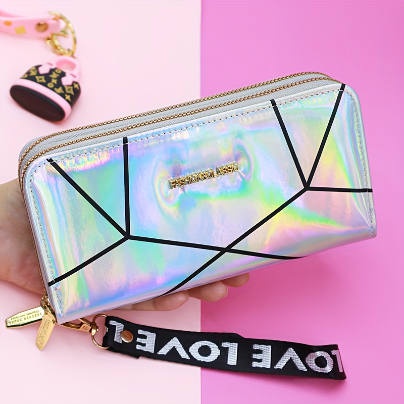 Image of Holographic Wallet For Women, Cluthes Purses, Patent Pu Coin Purse, Multiple Card Slots