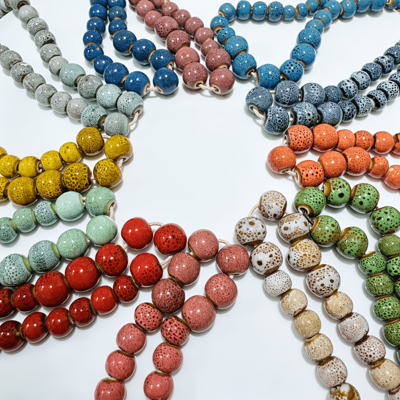 Mixed Size Colorful Glazed Round Ceramic Beads for Jewelry Making