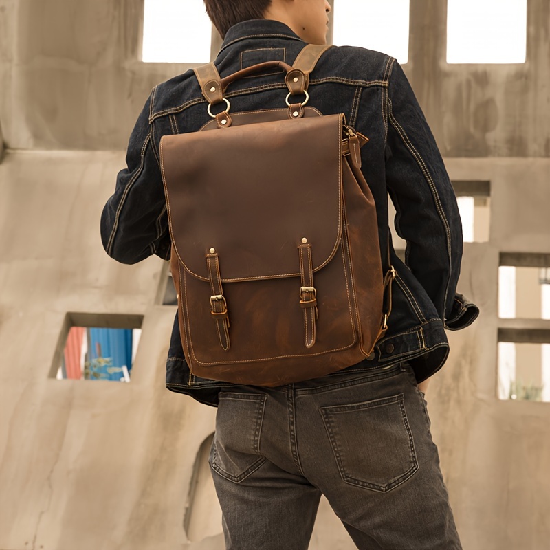 hiking backpack handmade genuine leather japanese korean Temu