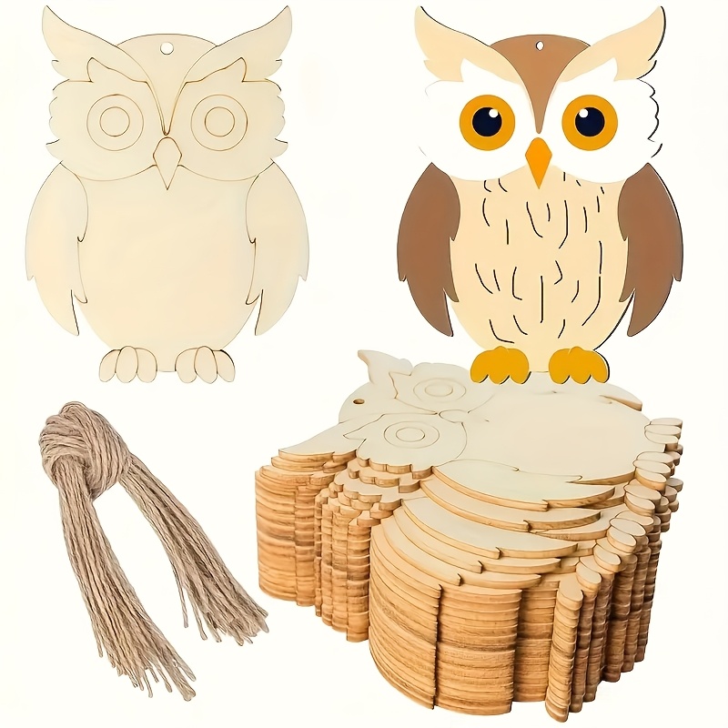 

[10pcs Diy Wooden Owl Pendants] 10pcs Unpainted Wooden Owl Pendants For Crafts, Diy Painting & Doodling - Hanging Ornaments For Home Decor, Party Favors & Like Weddings, Birthdays, Christmas & Easter