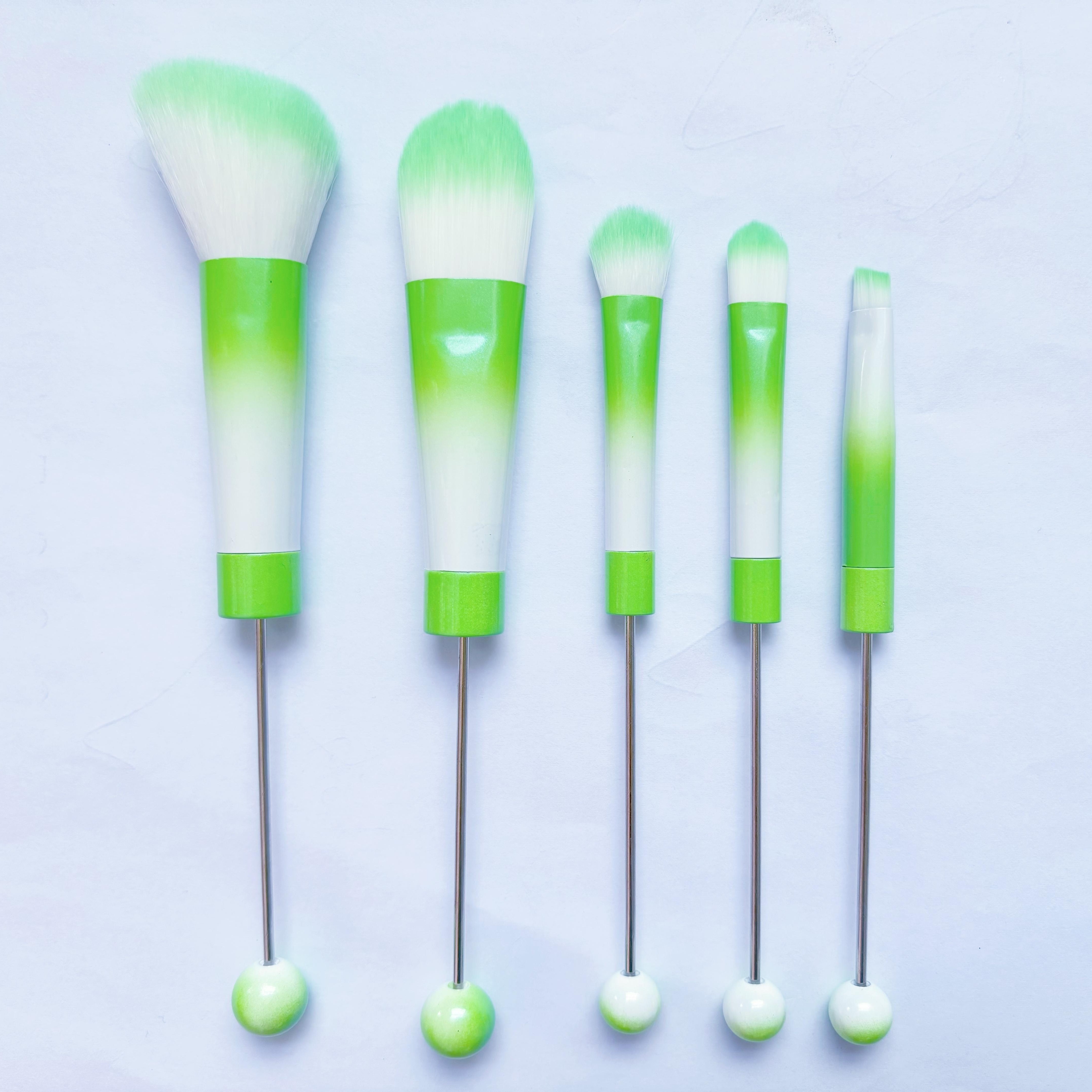 

5pc Metal Diy Beaded Makeup Brush Set 5 Pieces Blush Brush Loose Powder Brush Oblique Head Eyeshadow Brush Beauty Tools