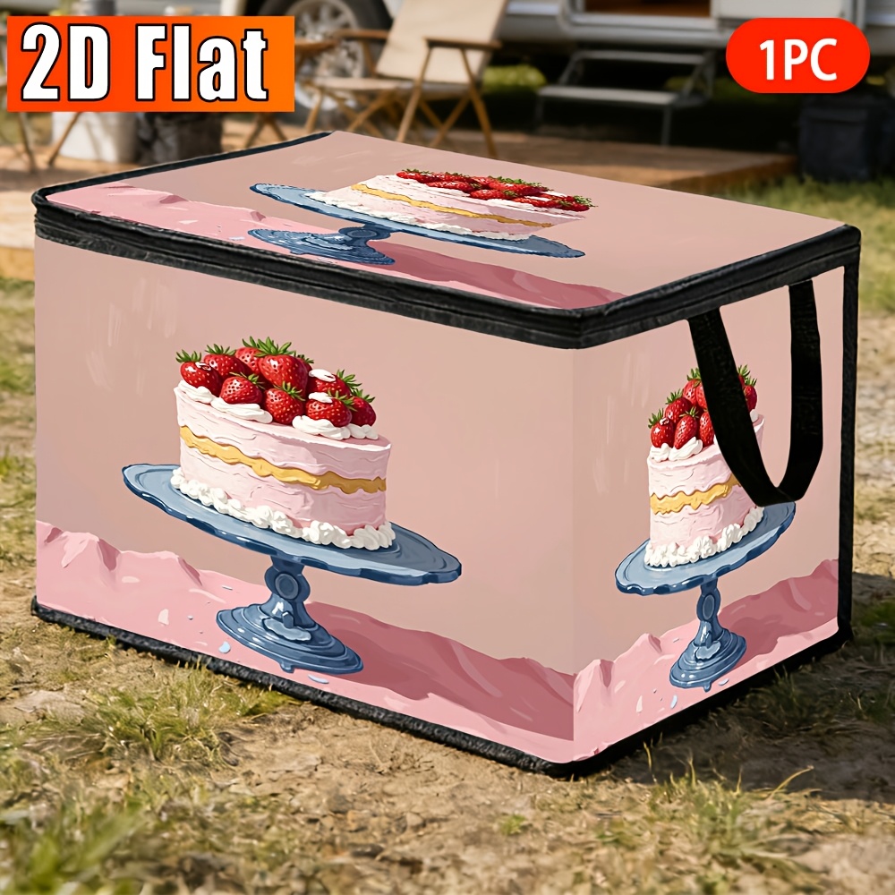 TEMU Boîte de rangement 1 pièce pour gâteau aux fraises avec couvercle présentoir à gâteau bleu, convient pour coffre de voiture, conteneur