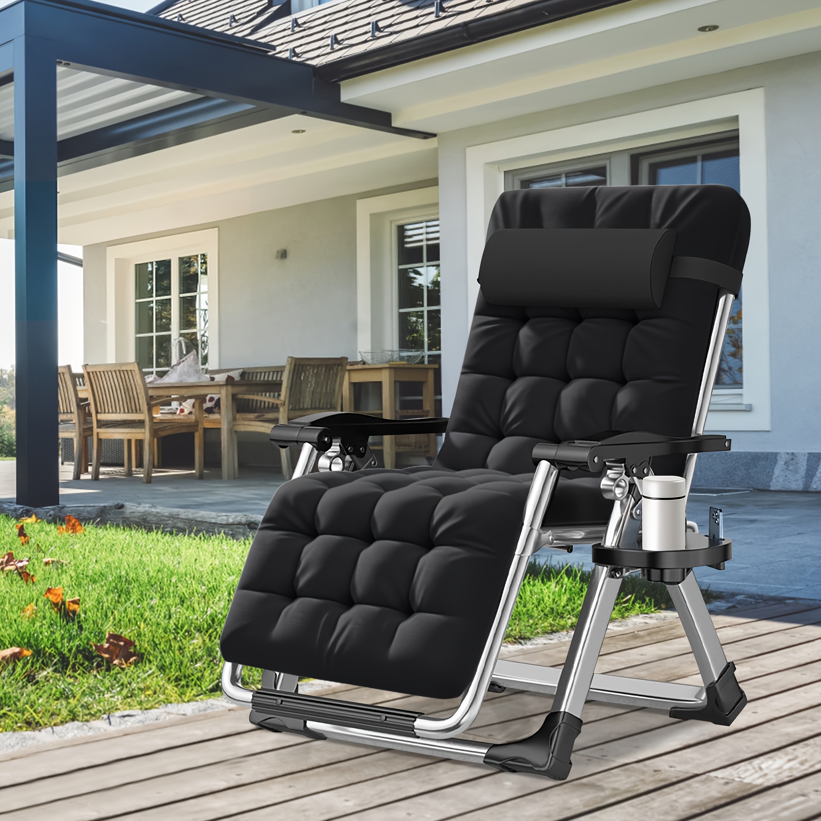 TEMU Mophoto 0 Lounge Chair With Side Table - Padded, Sturdy & Comfortable Recliner, Supports Up To 440lbs