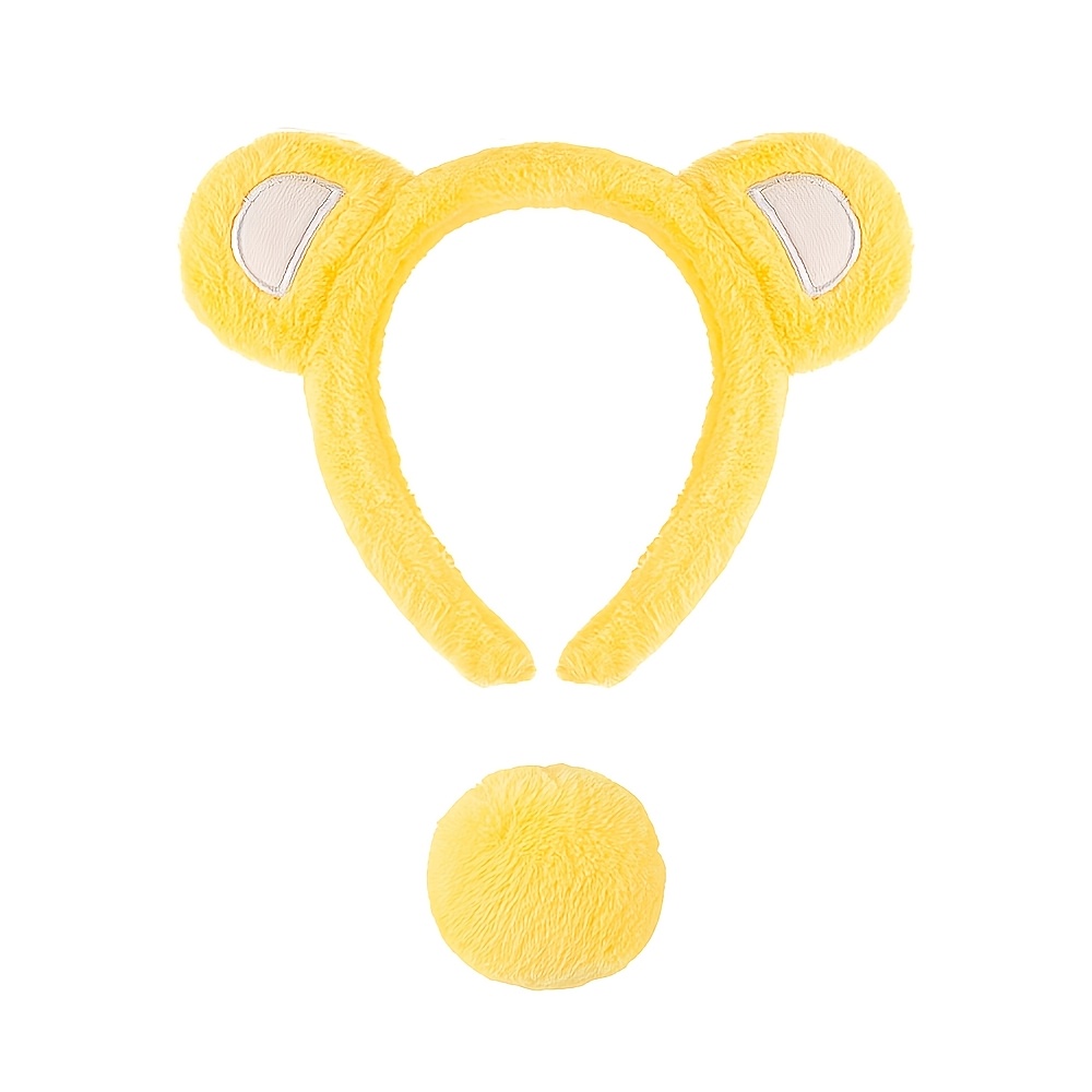 TEMU Bear Ear Headband And Tail Set, Bear Animal Ears Costume Additions, Suitable For Halloween, Christmas Parties, Performance Stage Costumes As