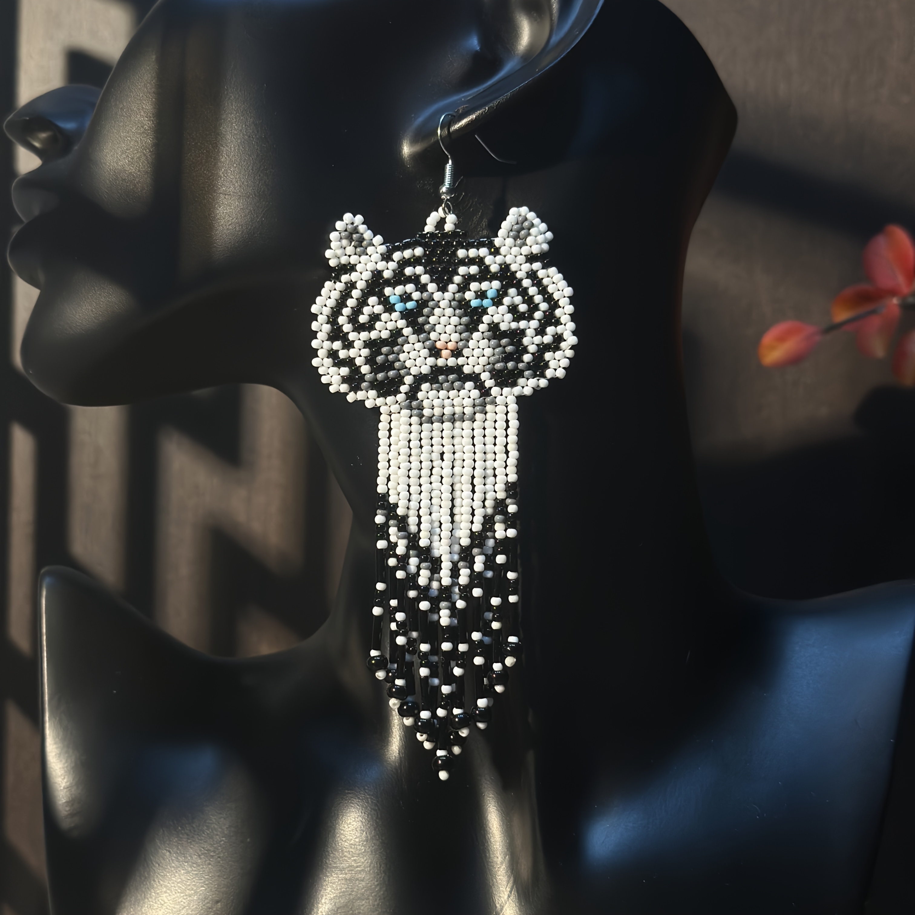 Women's Bohemian Animal Tiger Shape Earrings, Handmade Design