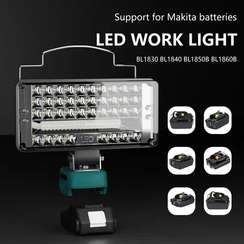 Makita-Compatible 18V LED Work Light - 4 Inch High Brightness COB Flood Light, Cordless Torch