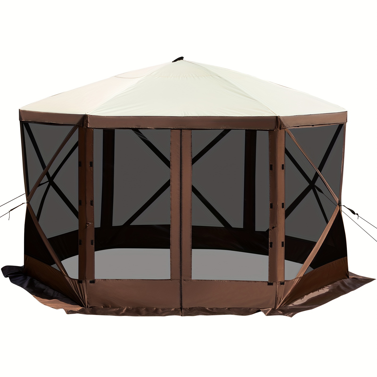 

Vevor Pop-up Gazebo Screen Tent, 12 X 12 Ft 6-sided Camping Gazebo Instant Canopy Sun Shelter With 6 Removable Privacy Wind Cloths, Mosquito Netting, 300d Oxford Cloth For Patio, Backyard, Lawn