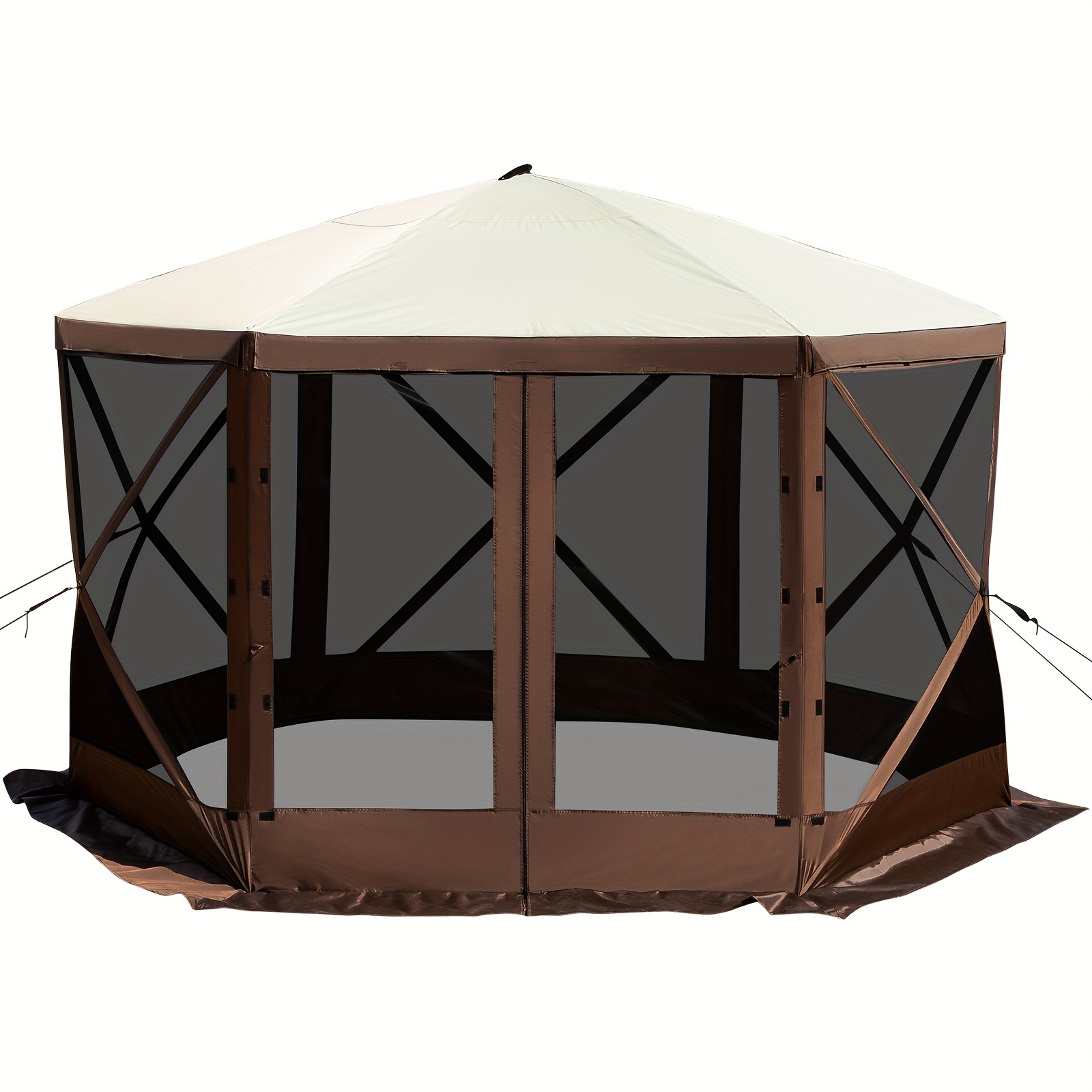 

Vevor Pop-up Gazebo Screen Tent, 12 X 12 Ft 6-sided Camping Gazebo Instant Sun Shelter With 6 Removable Privacy Wind Cloths, Mosquito Netting, 300d Oxford Cloth For Patio, Backyard, Lawn