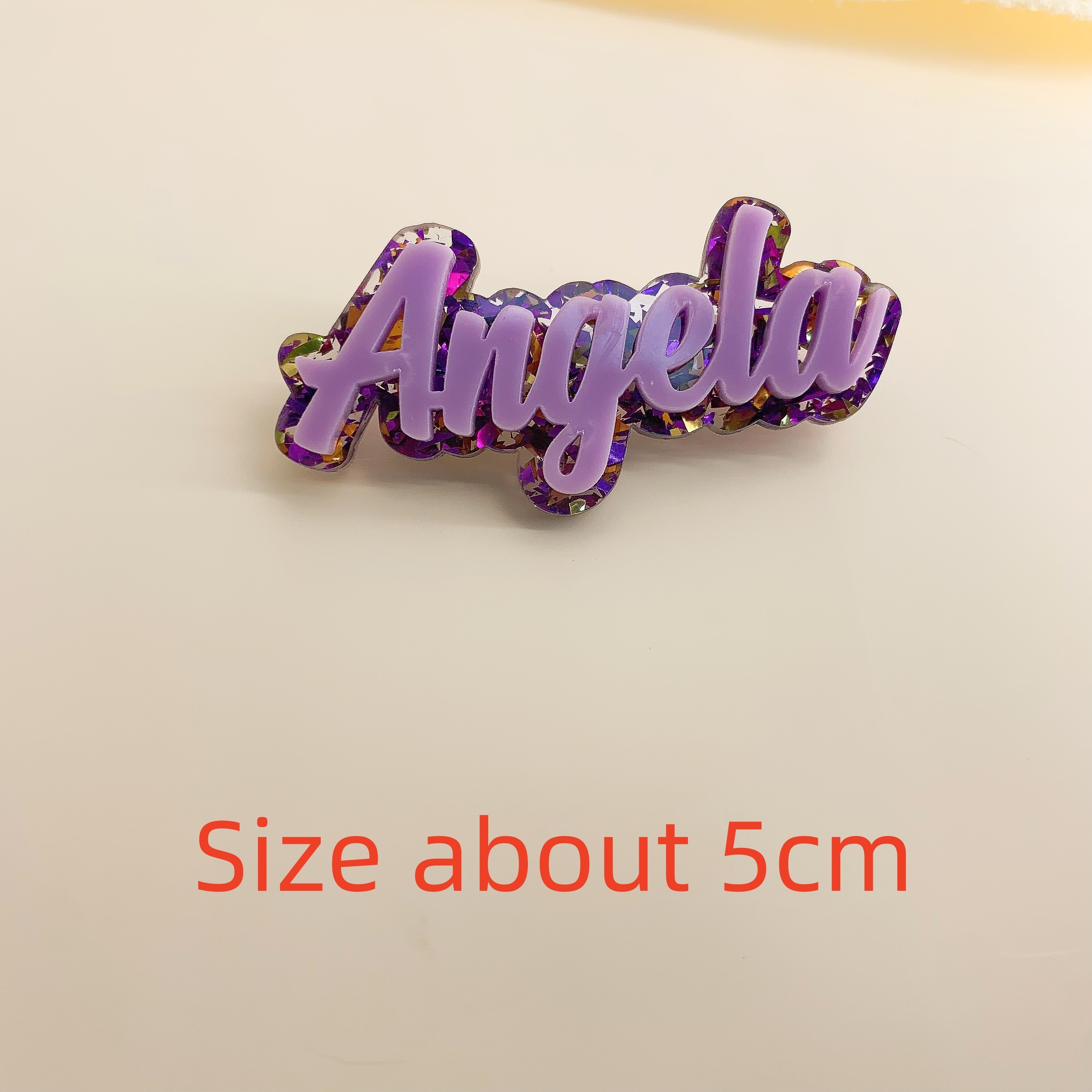 personalized acrylic name pins angela   festive and chic   parties or christmas gifts details 6