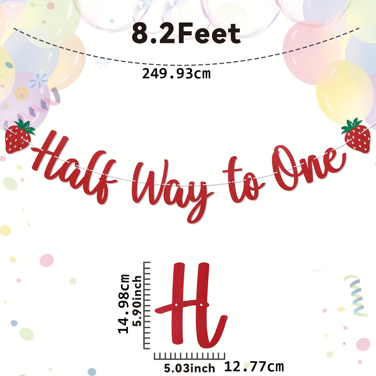 Image of 1pc Strawberry Half Birthday Banner - Strawberry Sweetheart 6 Months Birthday Decoration, Strawberry Theme Party Decor