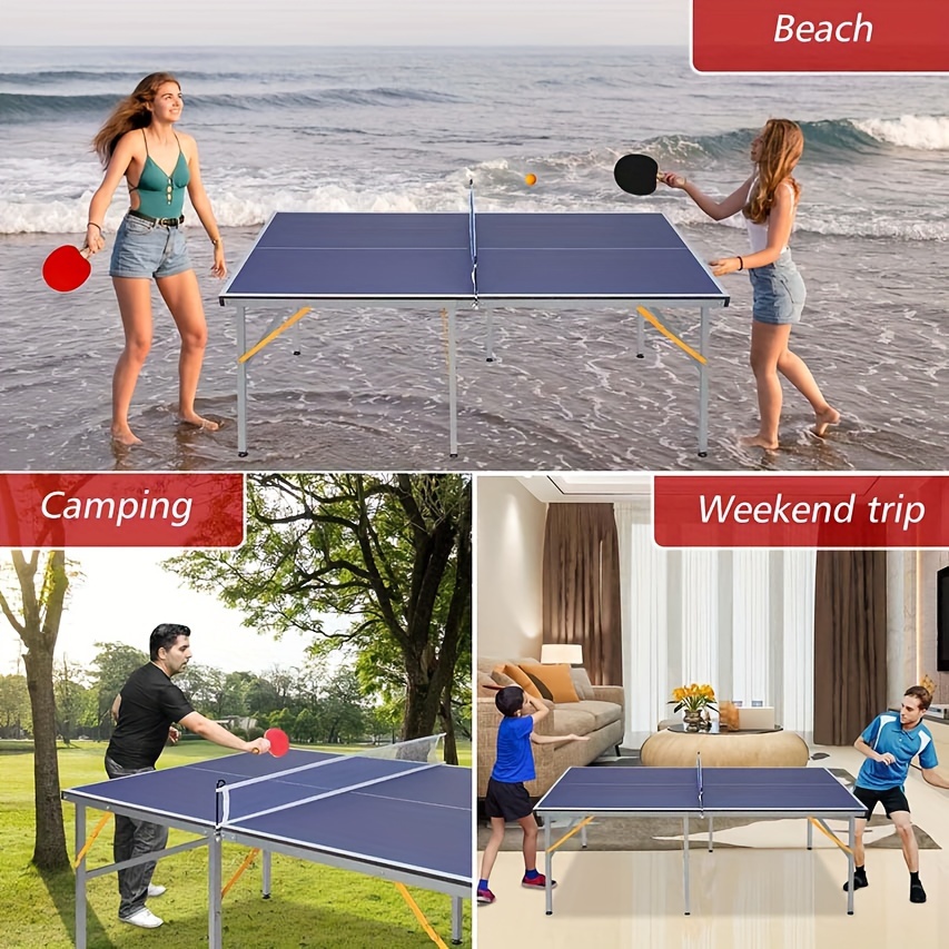 Sudzendf Blue Foldable Table Tennis Tables With 2-Paddles, Game Net And 3 Balls 2702w1902