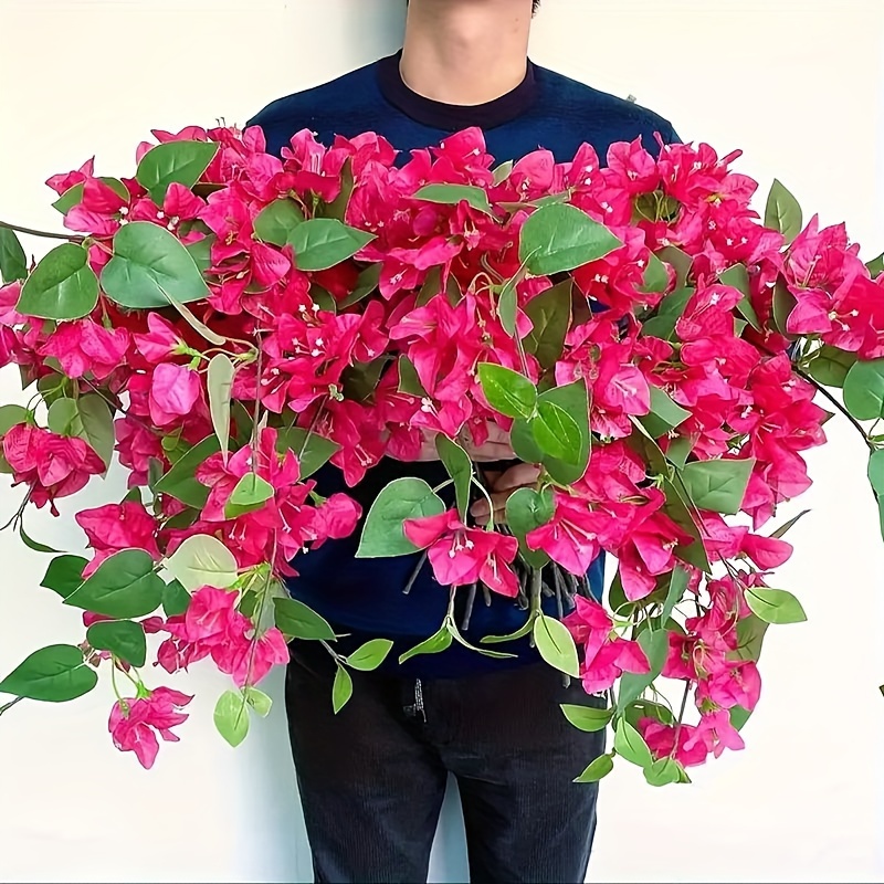 

8 Pcs Artificial Bougainvillea Branches: High , Real Touch Artificial Flowers, Ideal For Outdoor Garden Decoration, Suitable For Christmas, , Easter, Thanksgiving, And Any Floral Theme Event