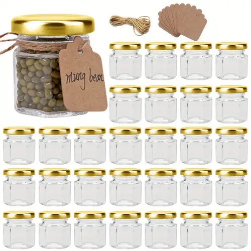 hexagon glass jars with lids mini canning jars containers for spice jam jelly wedding favors honey and more small jars