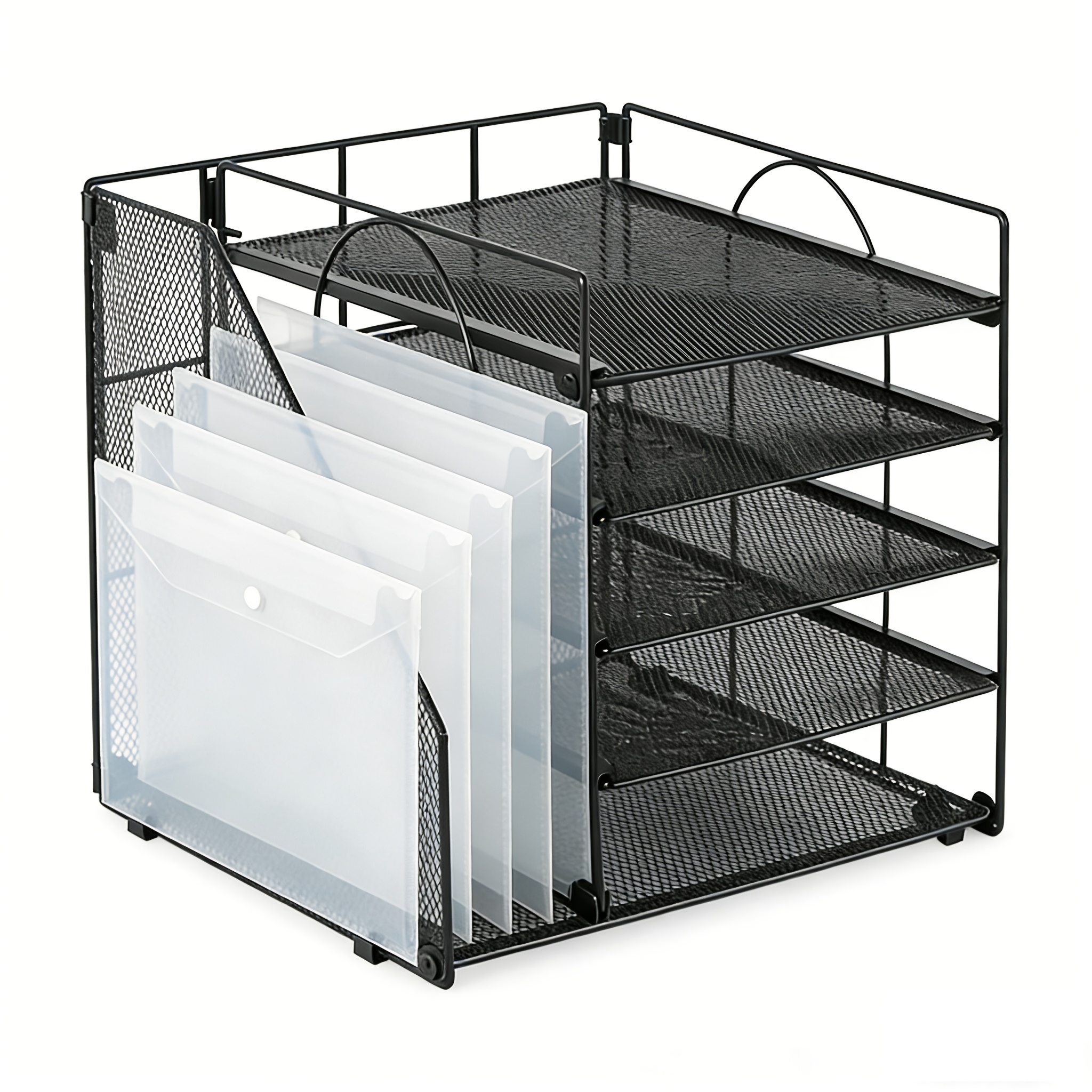 5-tier Carbon Steel Metal File Organizer, Space-, Easy Assembly, Sturdy Metal Construction, For Books, Magazines, And Supplies, Office Supplies And Additions