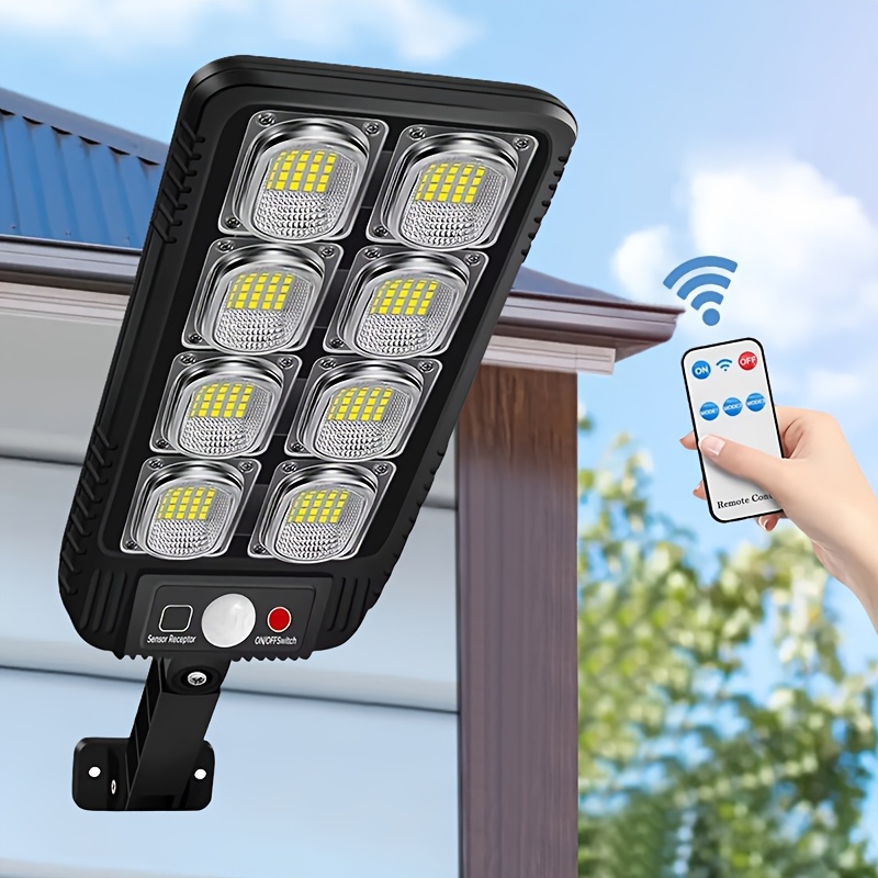 TEMU Outdoor Solar Street Lamp With 200 Led Beads, Ip44, Remote Control Automatic Sensing -bright Wall Lamp, Suitable For Courtyard, Garage, Porch,