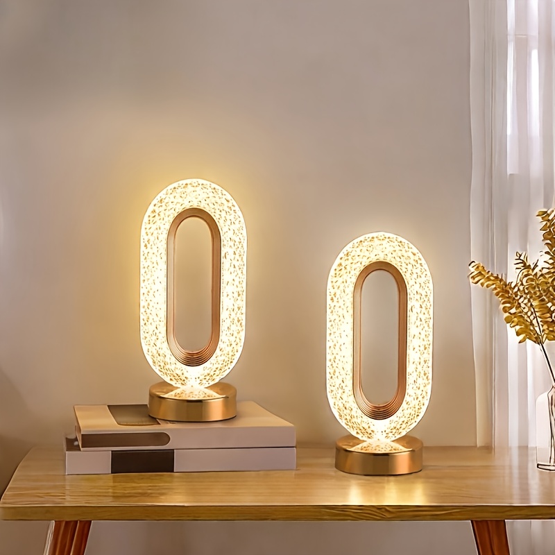 2pcs usb rechargeable   led desk lamp modern minimalist oval crystal table light mini usb charging nightlight for office bedroom reading living room with 3   dimmer   decor accessory for study rooms bars and stylish tables Product details 5
