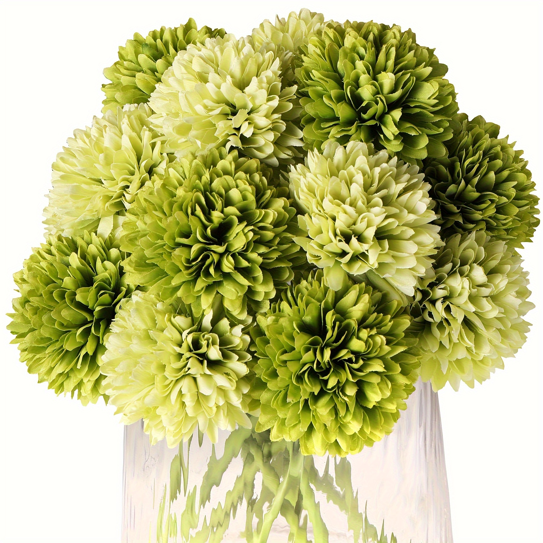 Image of 12pcs Decor Chrysanthemum & Hydrangea Artificial Flower Set - Perfect For Diy Wedding Bouquets, Home Decor, And Outdoor Garden Parties - Grass , Weddings And Engasynthetic Gemstoneents Occasion