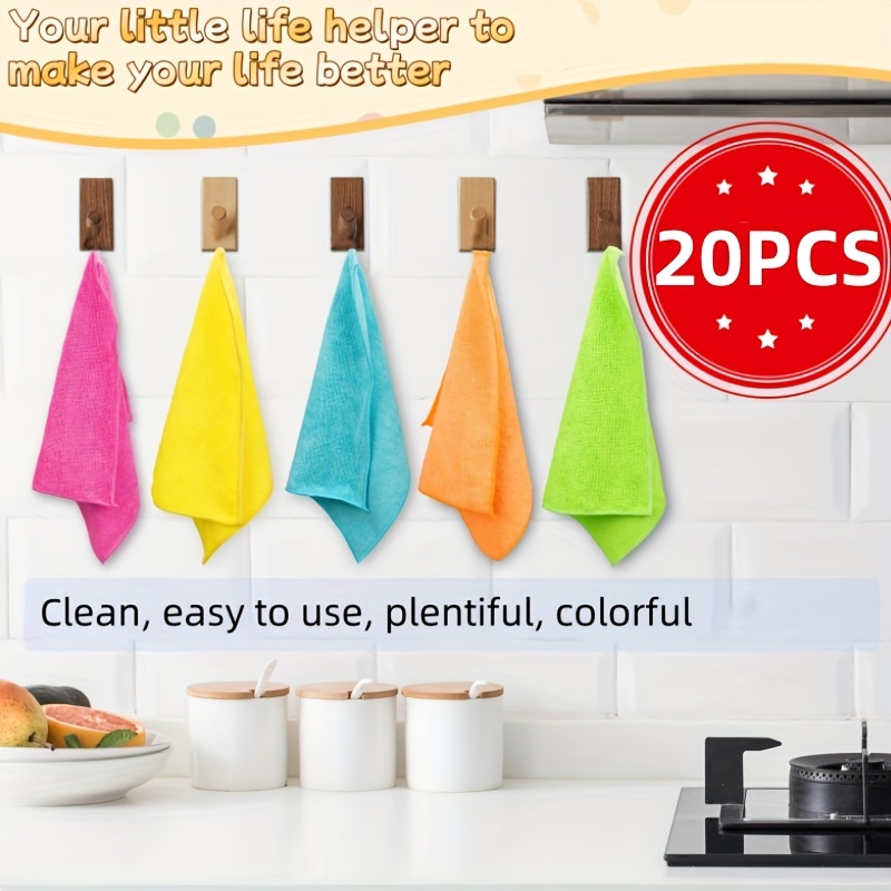 40pcs/20pcs/12pcs/ 4pcs of microfiber cleaning cloth 40pcs of cleaning rags for housekeeping, kitchen, car, reusable, 5 colors randomly mixed, unspecified color (green/blue/yellow/orange/pink)