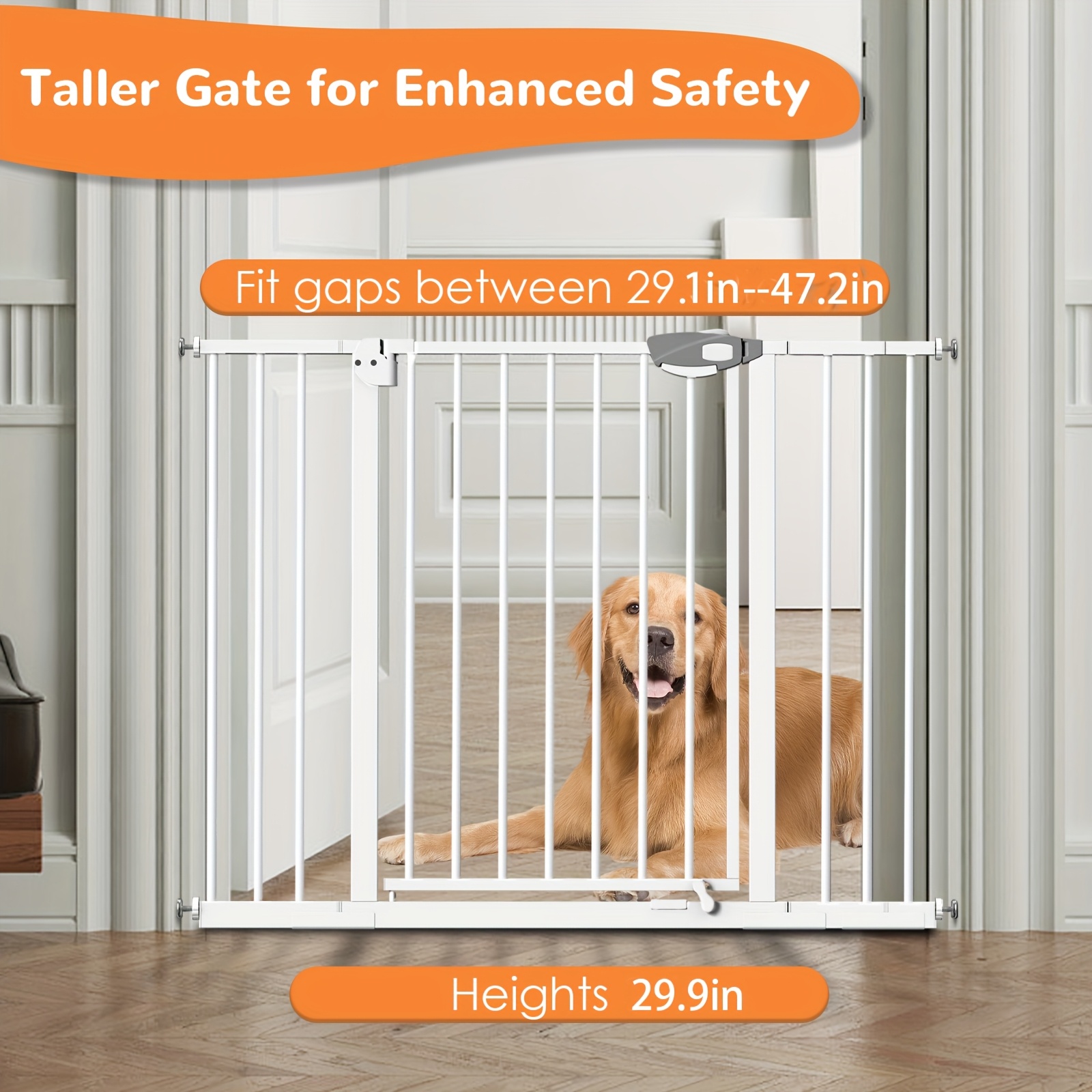 Easy-to-install Pet Door Barrier, Self-closing Dog Door Suitable For Staircase Entrances, Extra-wide Pet Railing, Pet Door With Cups, Durable Plastic For Safety And , 31.2/47.2 Inches Wide